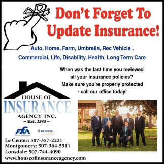 Don't Forget to Update Insurance!
