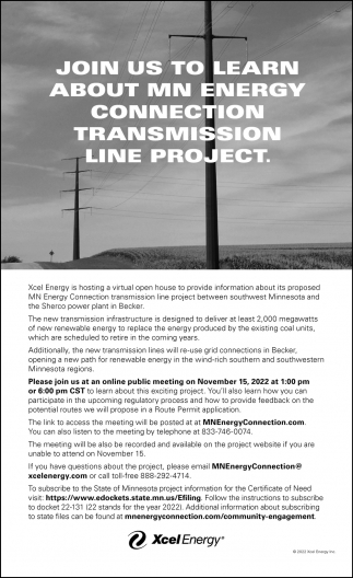 Join Us to Learn MN Energy Connection Transmission Line Project