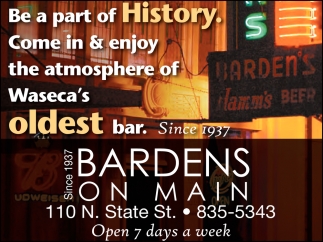 Be a Part of History. Come in & Enjoy the Atmosphere of Waseca's