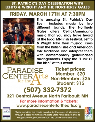St. Patrick's Day Celebration with Lehto & Wright and the Northerly Gales