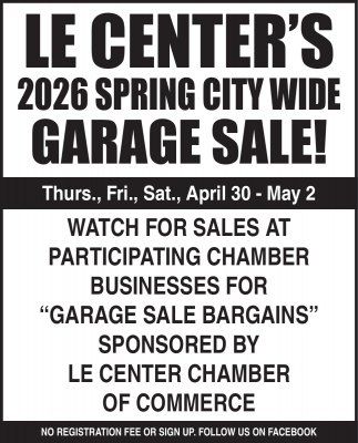 Le Center's 2026 Spring City Wide Garage Sale!