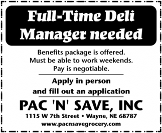 Deli Manager Needed