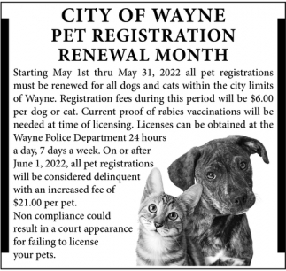 Pet Registration Renewal Month