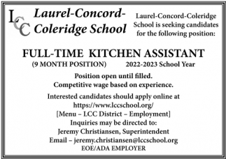 Full-Time Kitchen Assistant