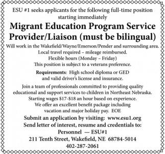 Migrant Education Program Service Provider