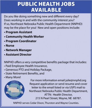 Public Health Jobs Available