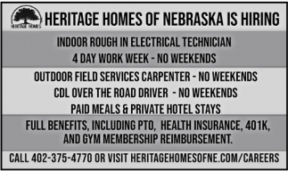 Heritage Homes Of Nebraska Is Hiring