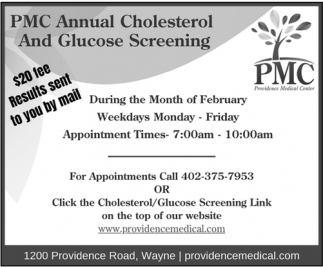 PMC Annual Cholesterol And Glucose Screening