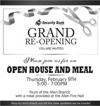 Please Join Us for an Open House and Meal