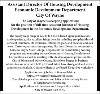 Assistant Director of Housing Development