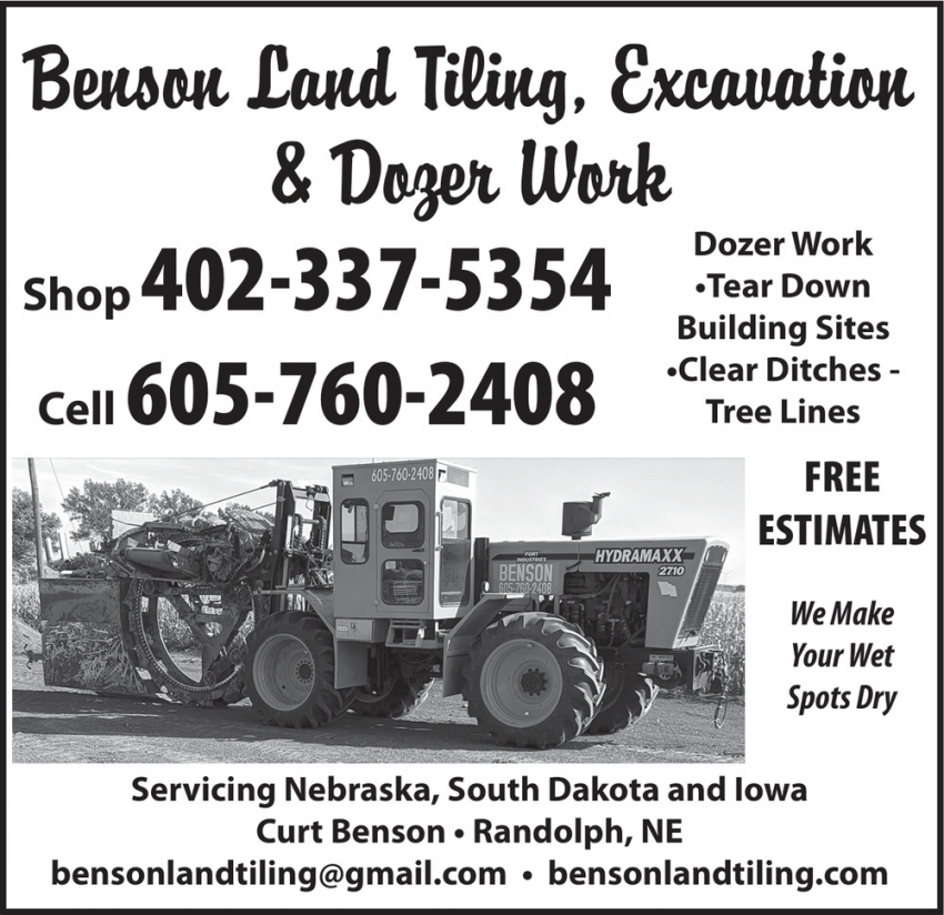 Benson Land Tiling, Excavation & Dozer Work