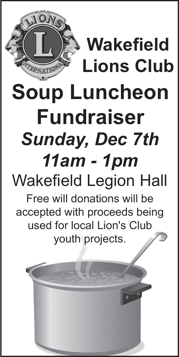 Soup Luncheon Fundraiser - Wakefield Lions Club (December 7th, 2025)