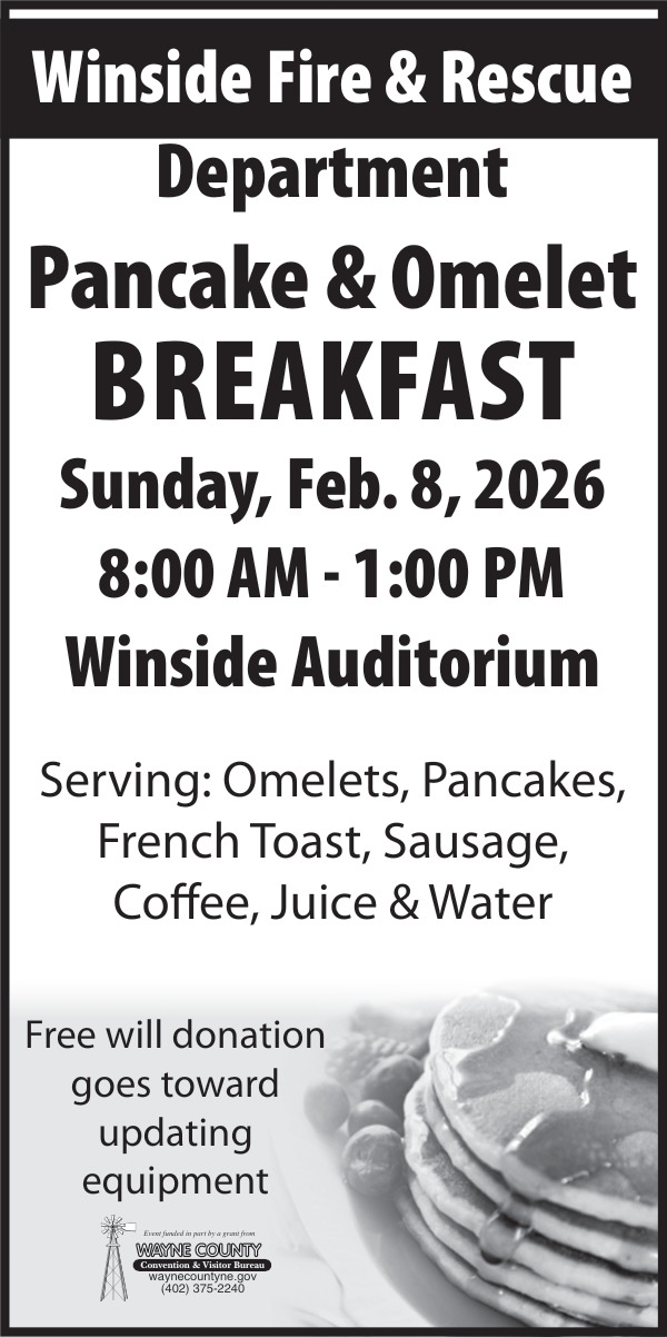 Winside Fire & Rescue Department - Pancake Breakfast (Feb. 8, 2026)