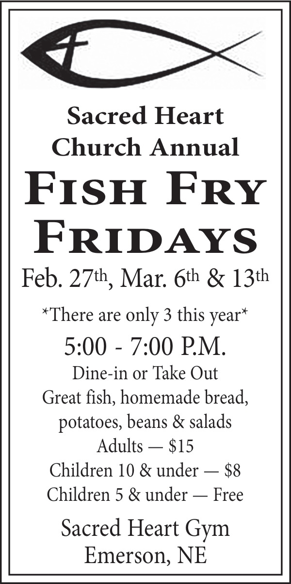 Sacred Heart Church Annual Fish Fry Fridays 