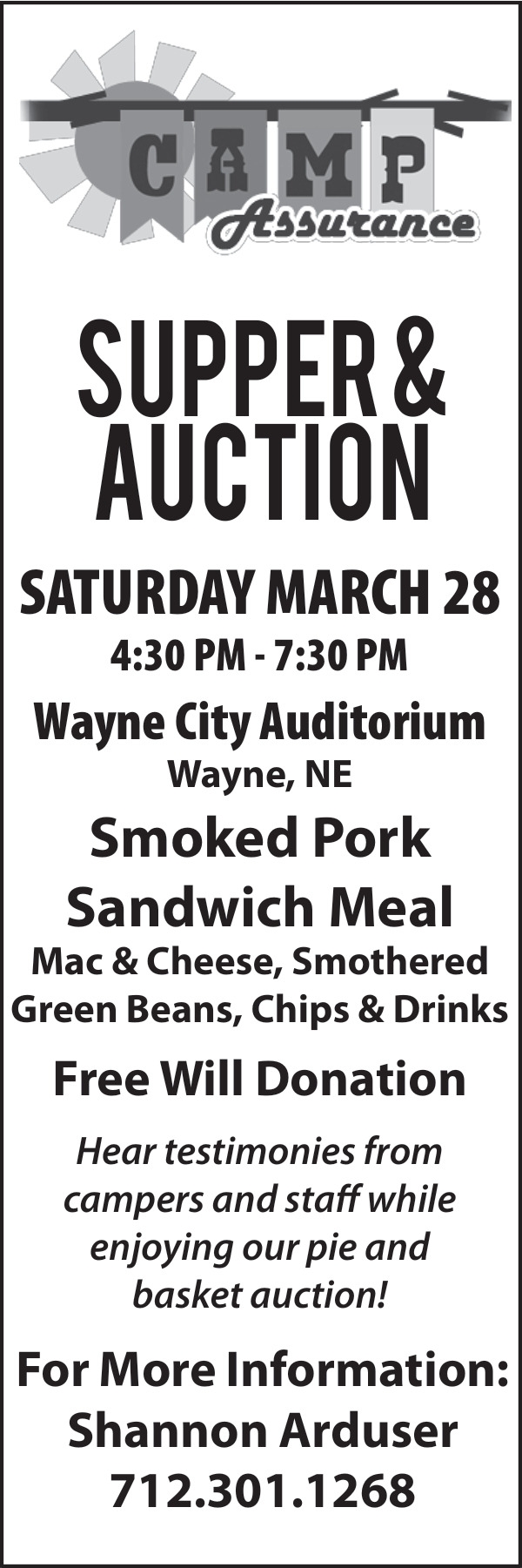 Camp Assurance - Soup Supper & Auction (March 28, 2026)