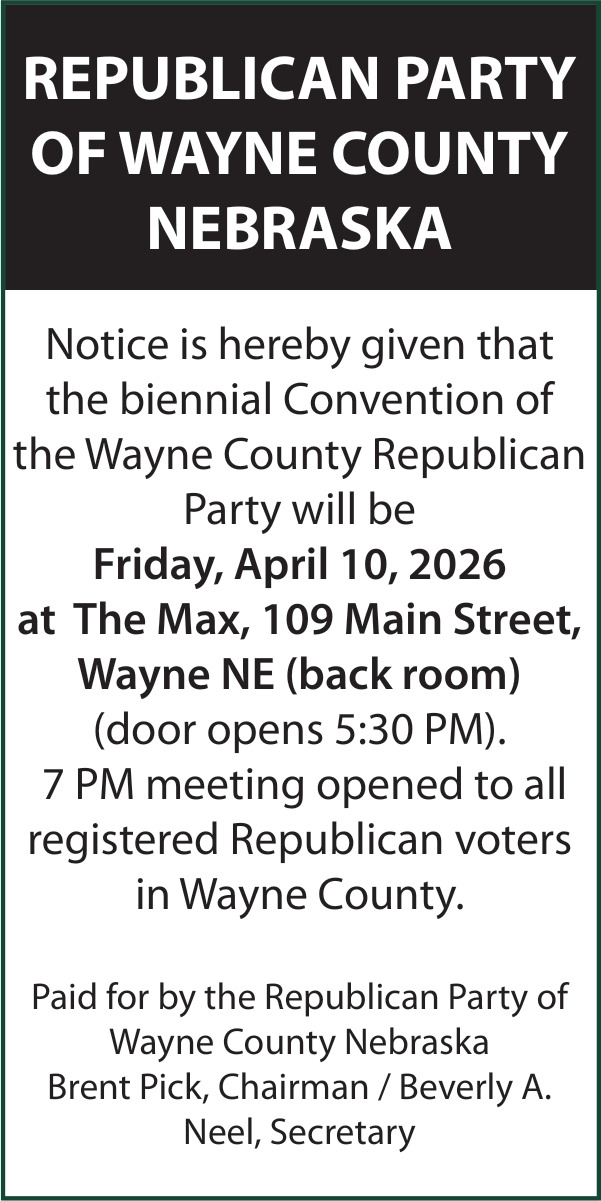 Republican Party of Wayne County Nebraska Convention (April 10, 2026)