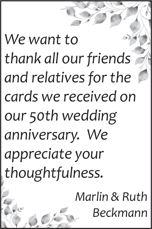 50th Wedding Anniversary of Marlin & Ruth Beckmann
