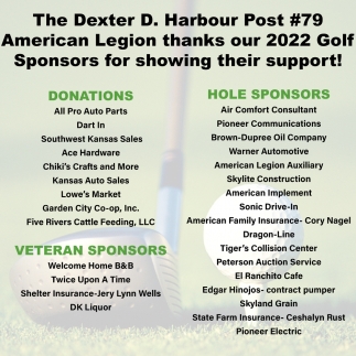 Thanks Our 2022 Golf Sponsors For Showing Their Support