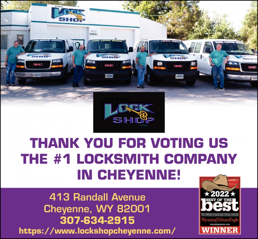 Thank You for Voting Us the #1 Locksmith Company in Cheyenne!