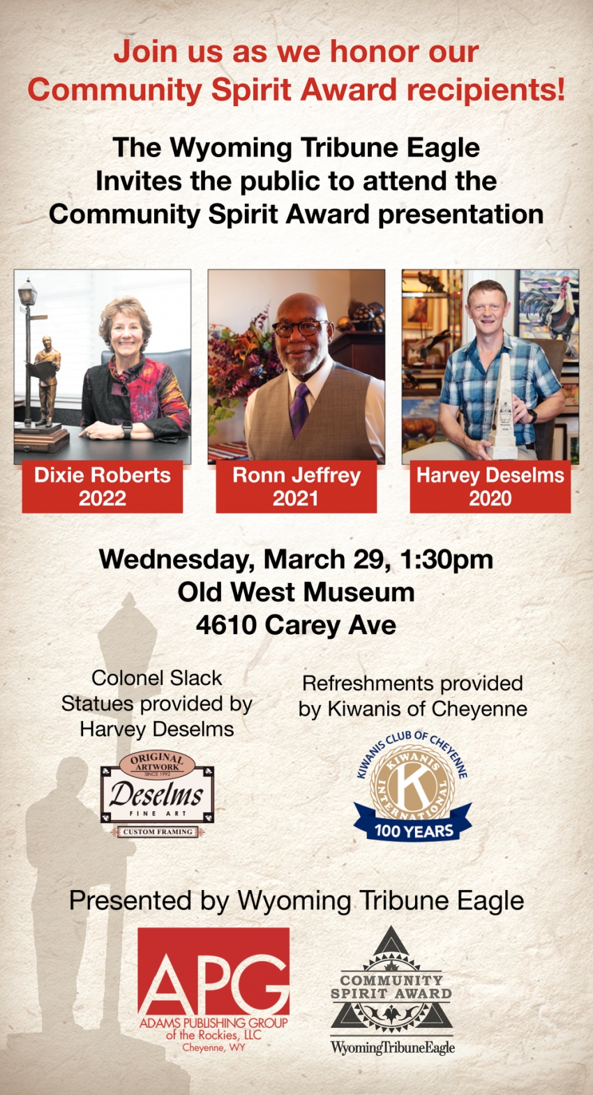 Join Us As We Honor Our Community Spirit Award Recipients!
