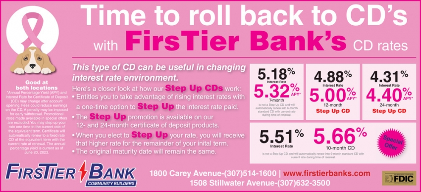 Time to Roll Back to CD's with FirsTier Bank's CD Rates