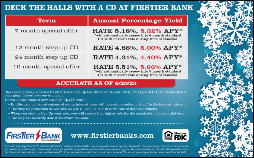 Deck the Halls with a CD at Firstier Bank