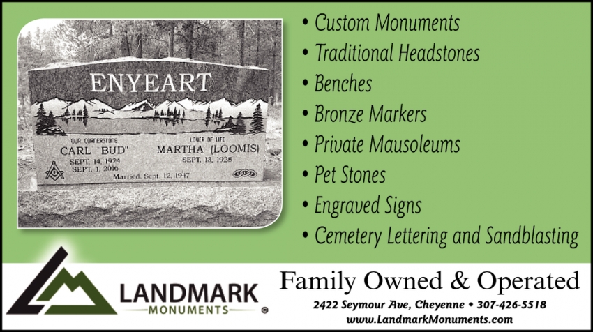 Custom Monuments, Traditional Headstones, Benches