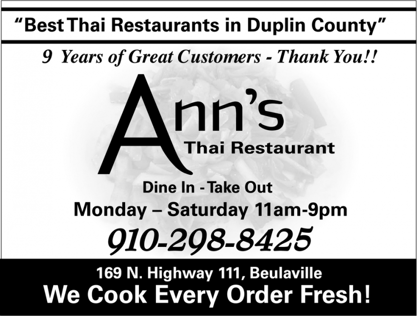 "Best Thai Restaurants in Duplin County", Ann's Thai Restaurant