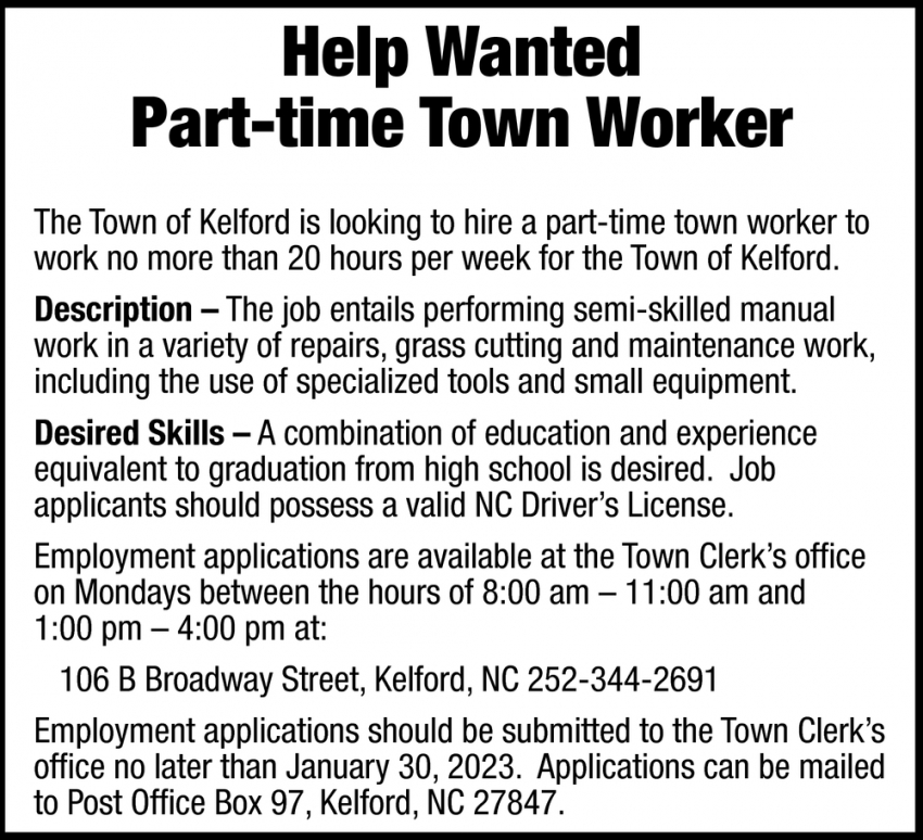Part-Time Town Worker