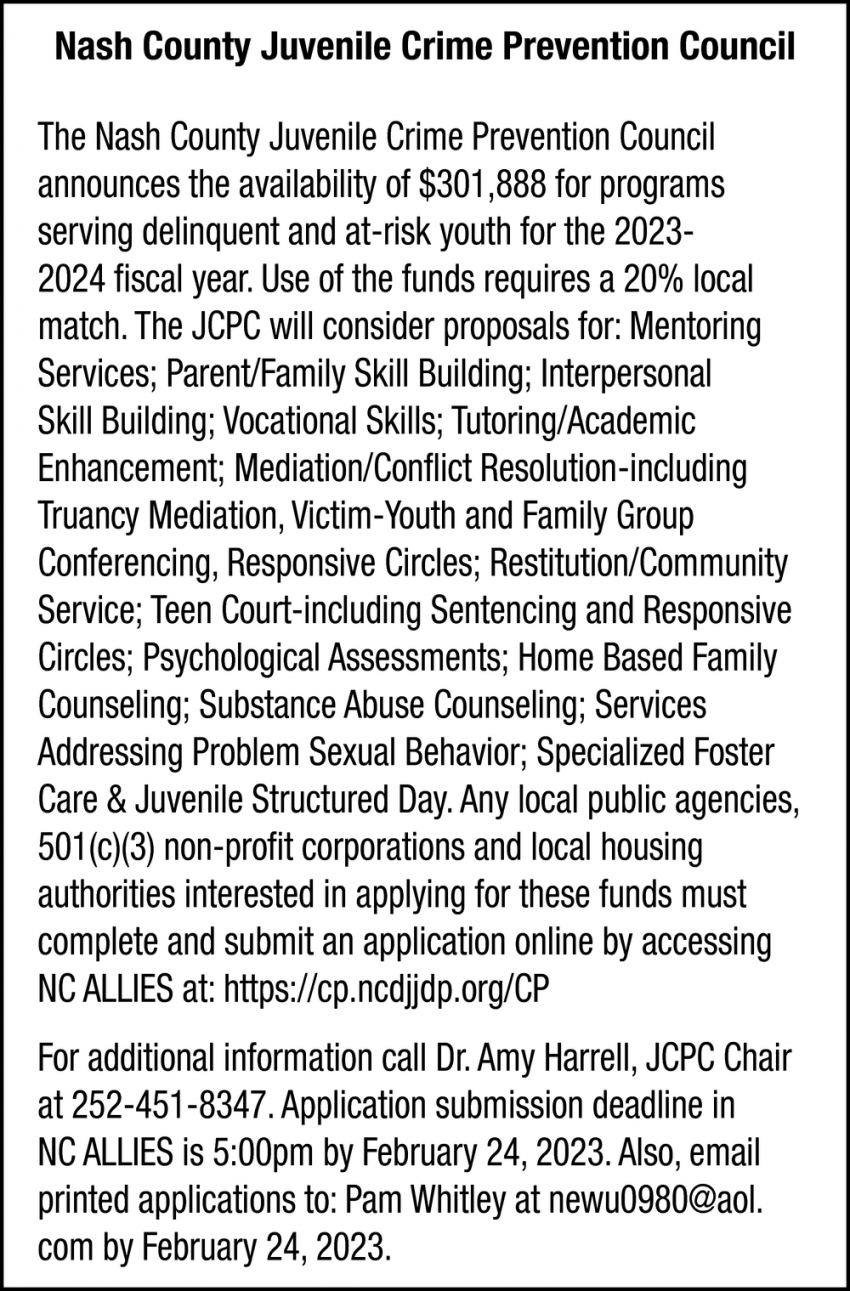 Nash County Juvenile Crime Prevention Council