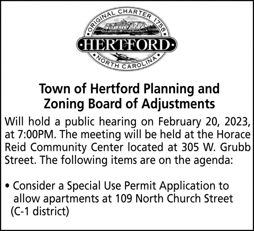 Town of Hertford Planning and Zoning Board of Adjustments