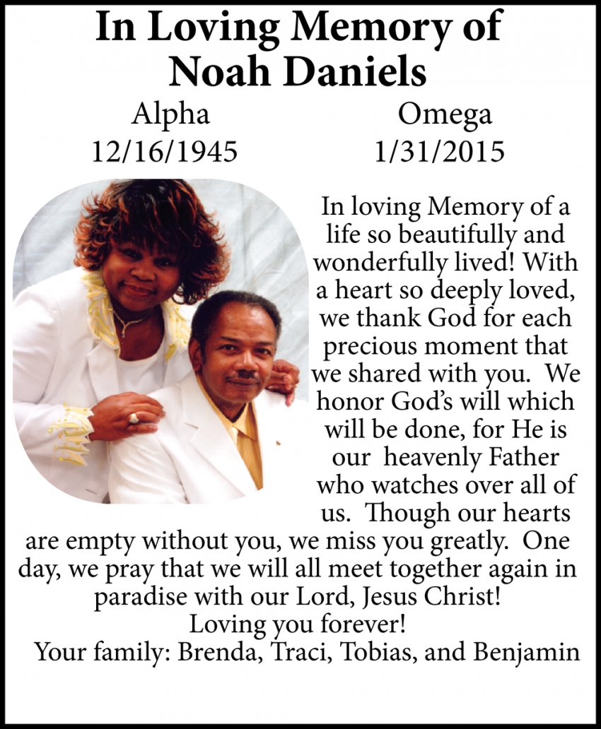 In Loving Memory of Noah Daniels