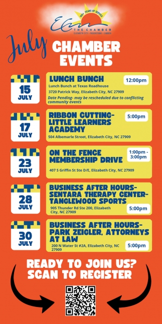 Chamber Event (July 15,17, 23, 28 & 30, 2026)
