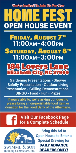 Home Fest Open House (August 7-8, 2026)