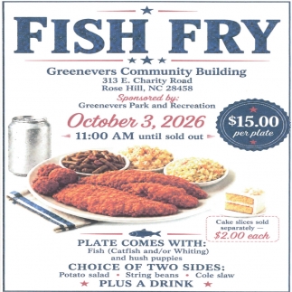 Greenevers Park and Recreation - Fish Fry (Oct. 3, 2026)