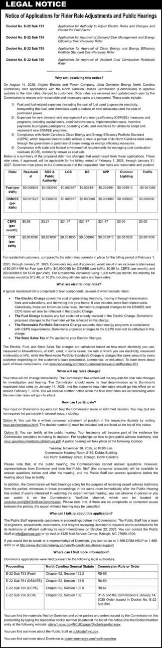 State of North Carolina Utilities Commission