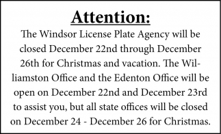 Windsor License Plate Agency
