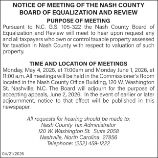 Nash County Board of Equalization and Review