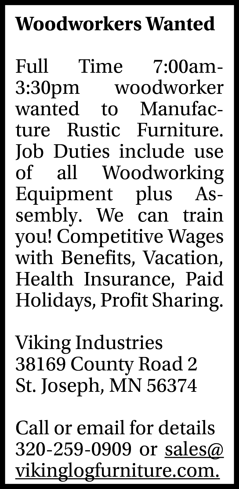 Woodworkers Wanted
