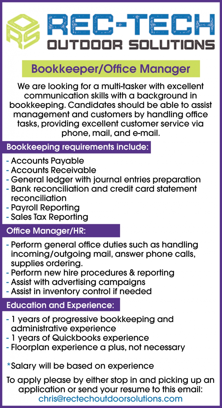 Bookkeeper/Office Manager
