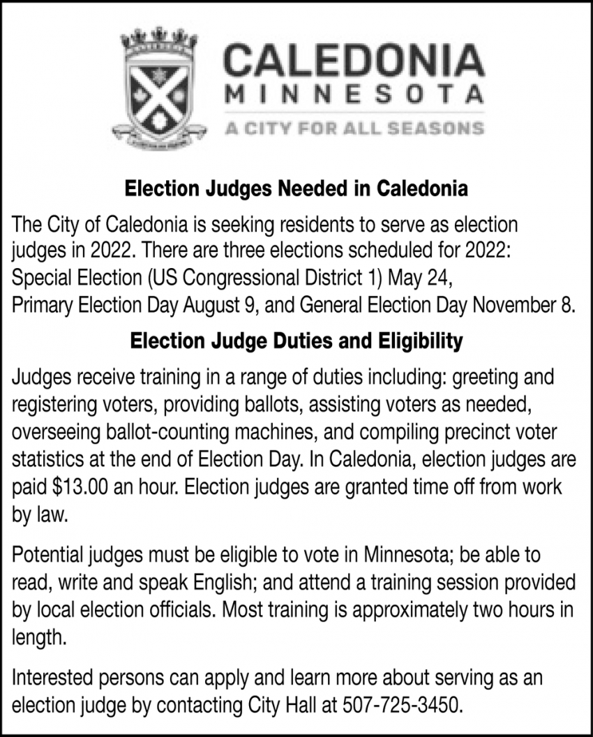 Election Judges Needed