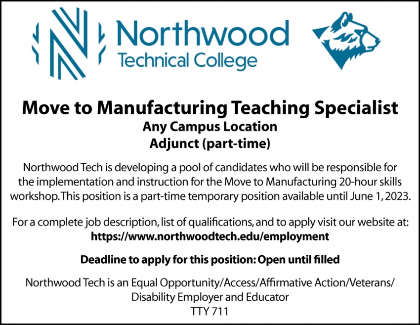 Move to Manufacturing Teaching Specialist