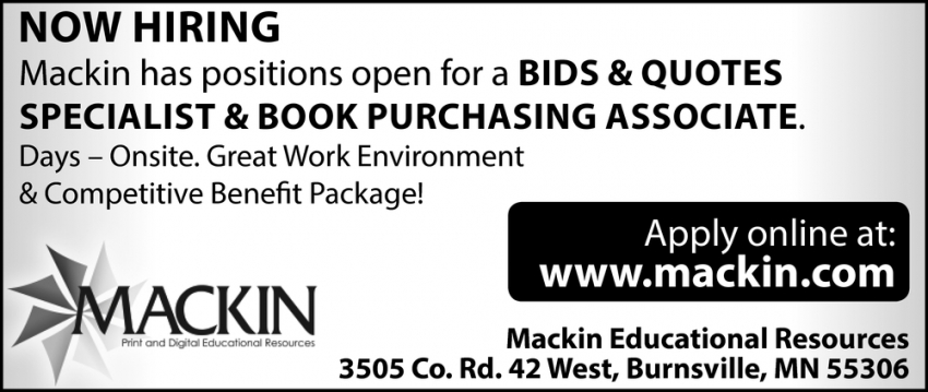Bids & Quotes Specialist & Book Purchasing Associate