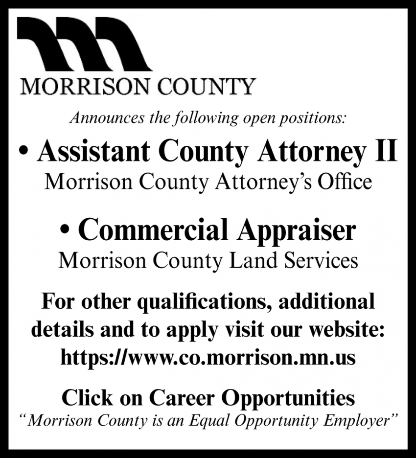 Assistant County Attorney II, Commercial Appraiser