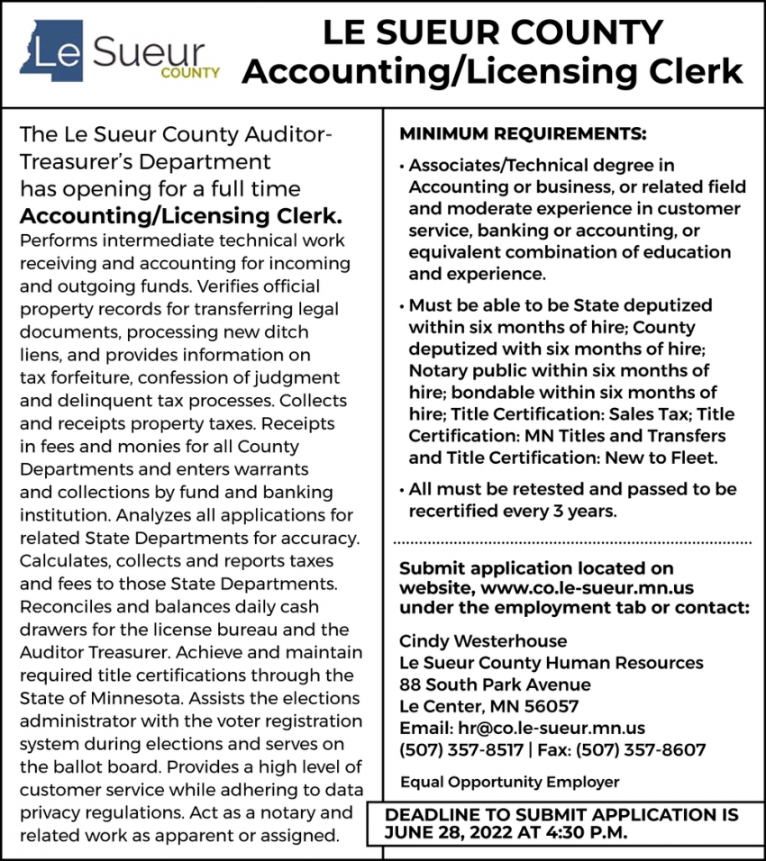 Accounting/Licensing Clerk
