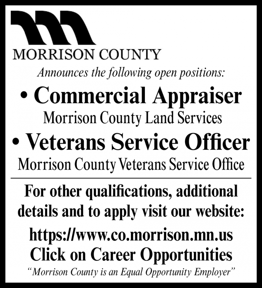 Commercial Appraiser, Veterans Service Officer