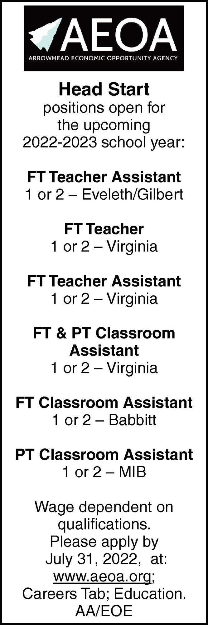 Teacher, Teacher Assistant, Classroom Assistant