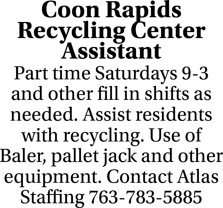 Recycling Center Assistant