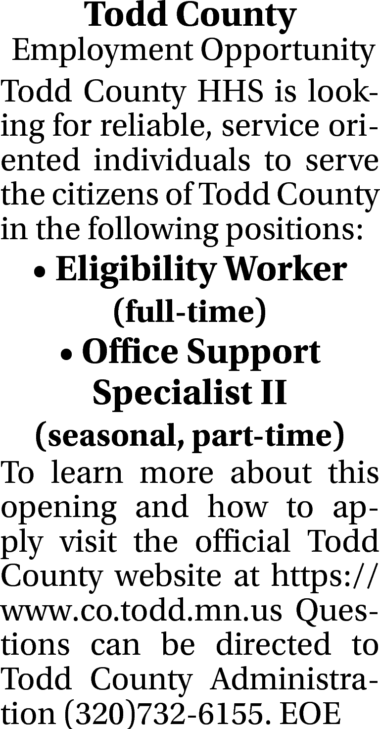 Eligibility Worker, Office Support Specialist
