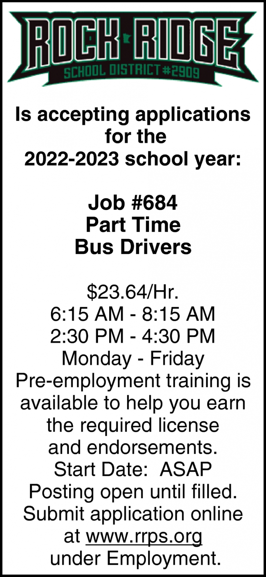 Part Time Bus Drivers
